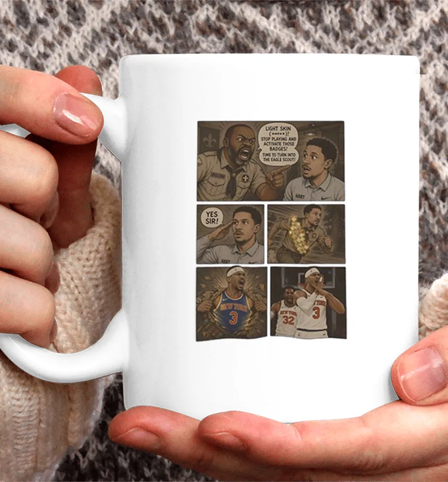 Josh Hart New York Knicks Eagle Scout Activate Badges Comic Coffee Mug