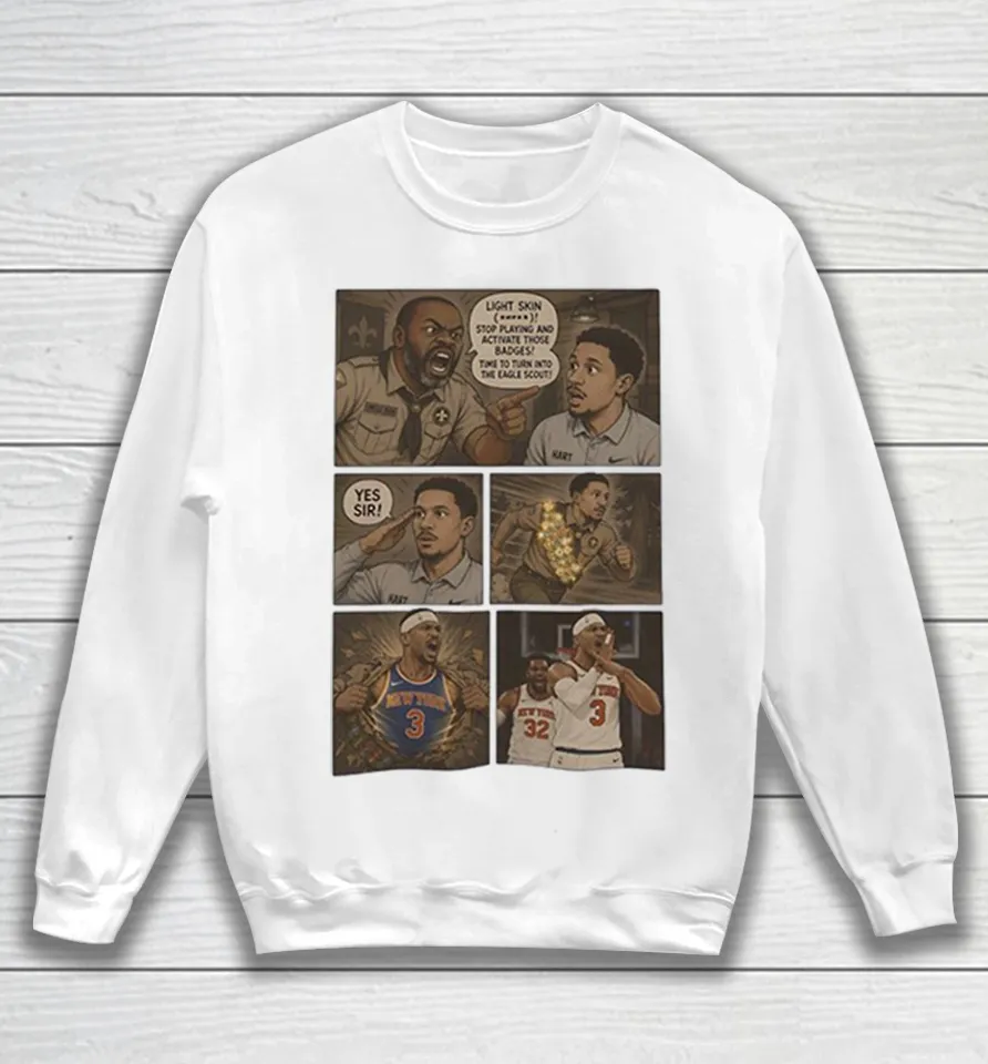 Josh Hart New York Knicks Eagle Scout Activate Badges Comic Sweatshirt