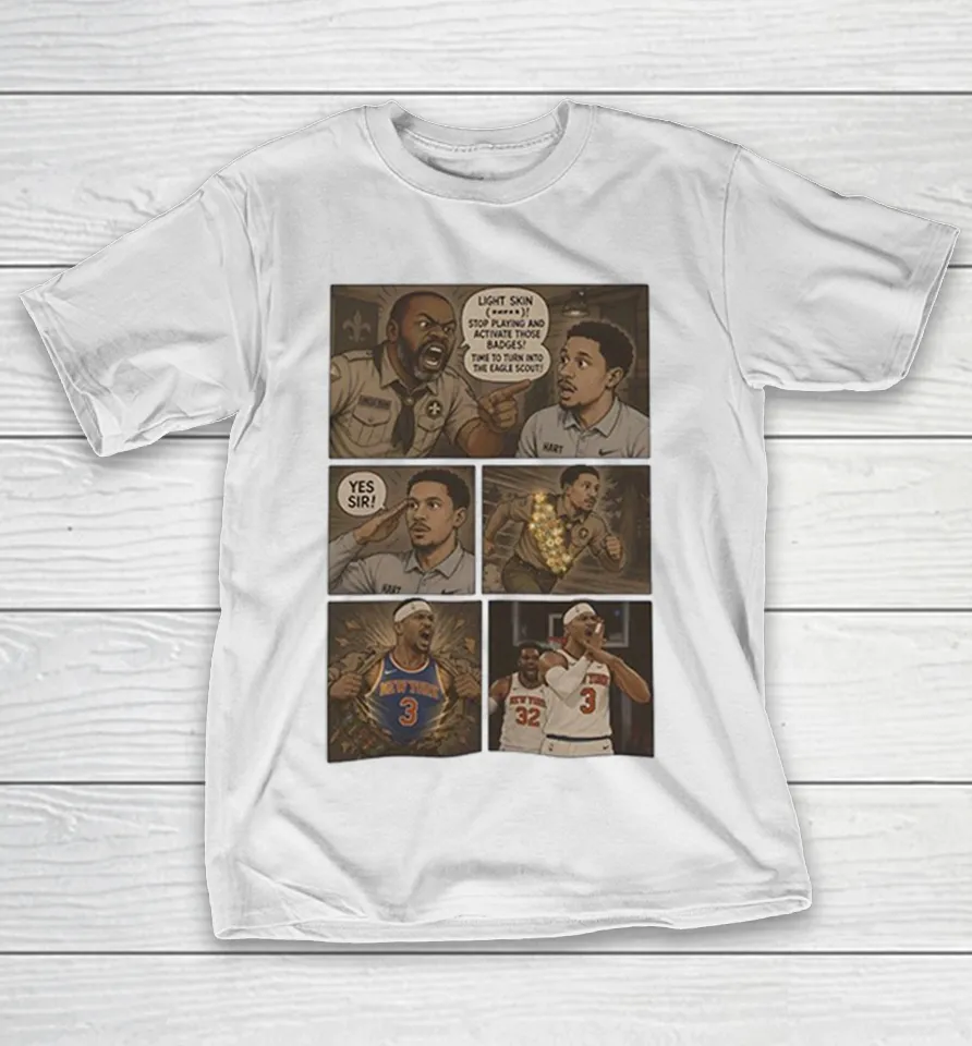 Josh Hart New York Knicks Eagle Scout Activate Badges Comic Shirt Josh Hart New York Knicks Eagle Scout Activate Badges Comic Shirt