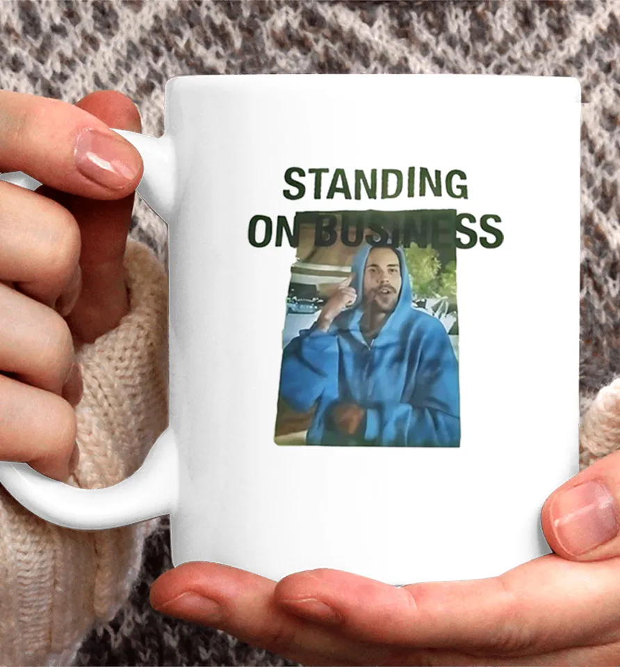 Justin Bieber standing on business Coffee Mug