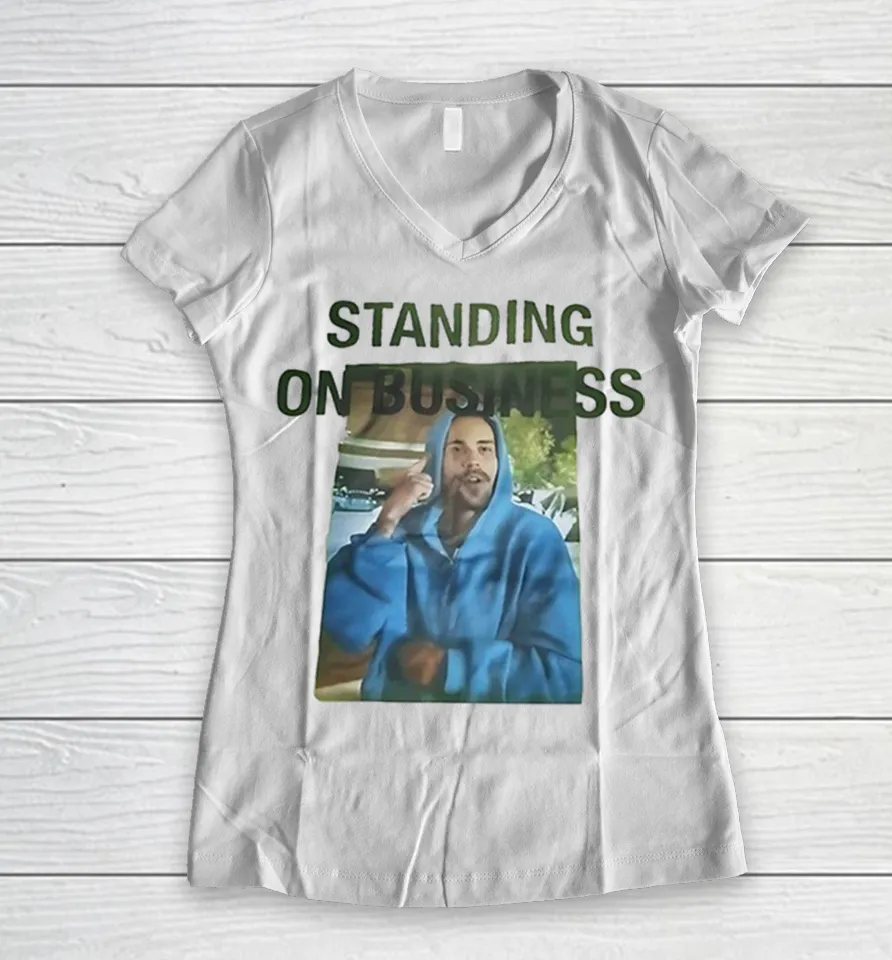 Justin Bieber standing on business Women V-Neck T Shirt