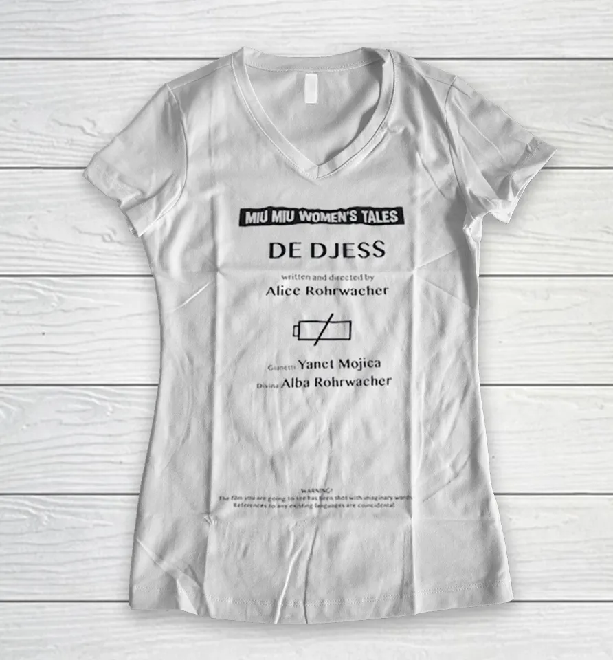 Miu Miu Women’s Tales De Djess written and directed by alice rohrwacher Women V-Neck T Shirt