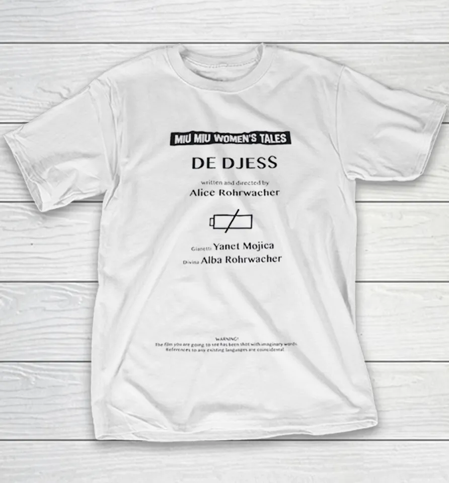 Miu Miu Women’s Tales De Djess written and directed by alice rohrwacher Youth T Shirt