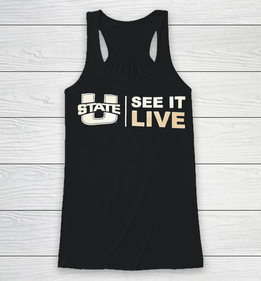 Utah State U logo See It Live Racerback Tank