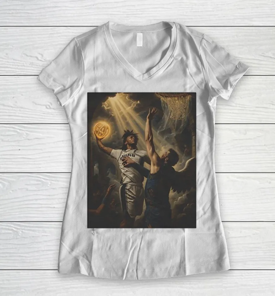 Victor Wembanyama San Antonio Spurs slam The Uncalled Foul St. Victor Women V-Neck T Shirt